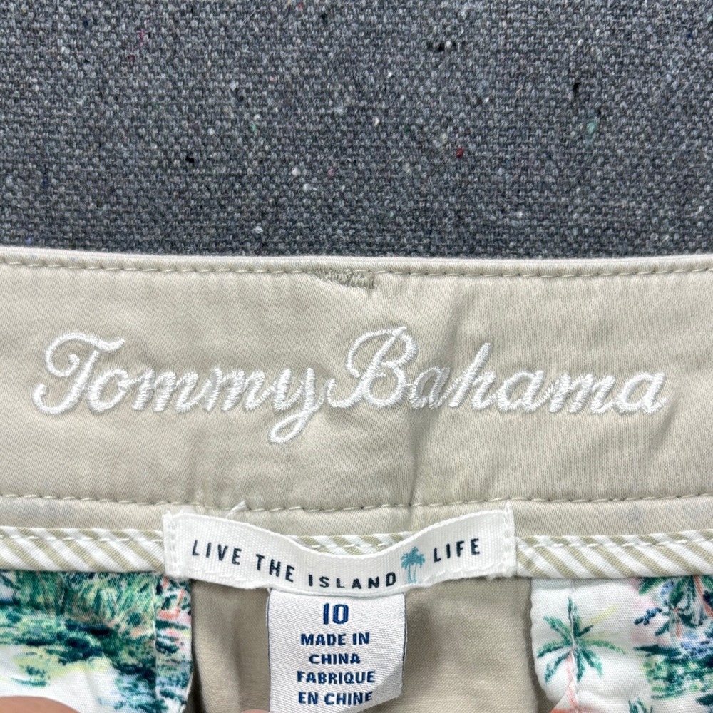 Tommy Bahama Chino Shorts Women Size 10 Beige Khaki Cotton Blend Stretch - Picture 3 of 9